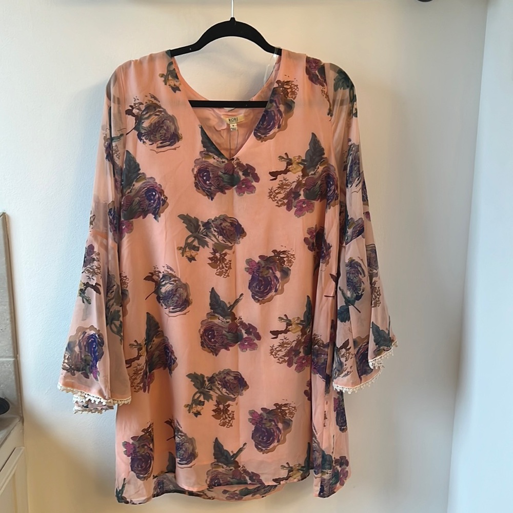 Kori Floral Dress with Bell Sleeves - Size Small